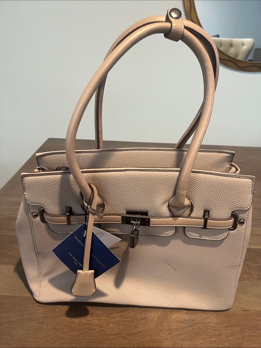 Adrienne Vittadini Kelly Collection Pebbled Tote in Light Taupe NWT